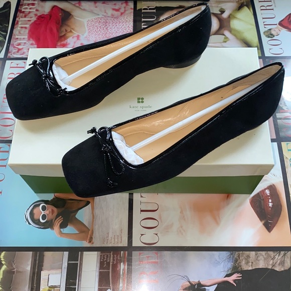 kate spade Shoes - Kate Spade Vintage Black Suede Ballet Flat Size 7